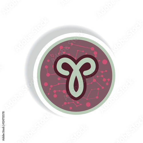 stylish icon in paper sticker style Zodiac sign Aries