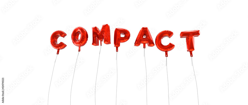 COMPACT - word made from red foil balloons - 3D rendered. Can be used for  an online banner ad or a print postcard. Stock Illustration | Adobe Stock