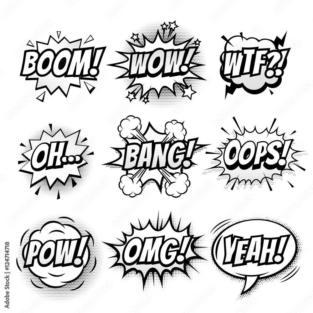 Vector comic speech doodle sketch bubbles set