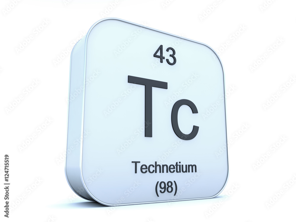Technetium element on white square icon