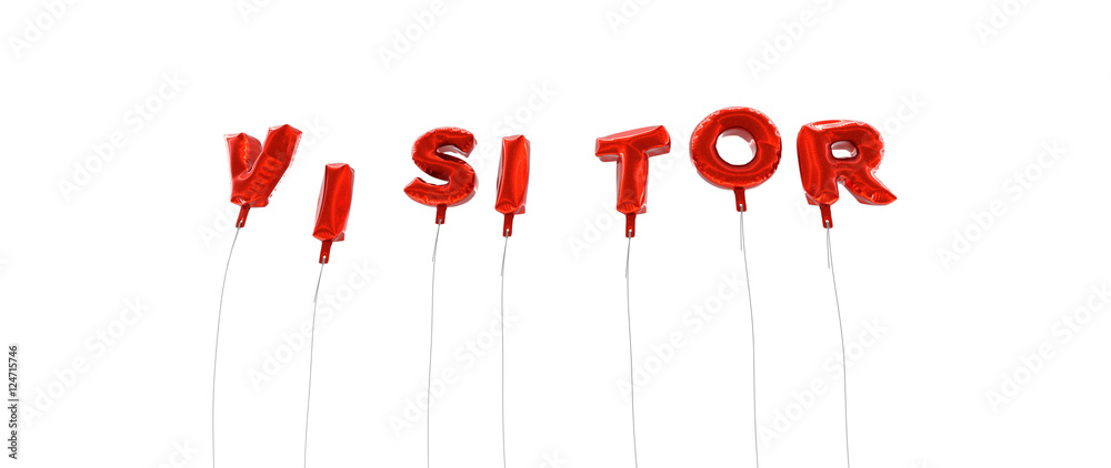 VISITOR - word made from red foil balloons - 3D rendered. Can be used for an online banner ad or a print postcard. VISITOR - word made from red foil balloons - 3D rendered. Can be used for an online banner ad or a print postcard.