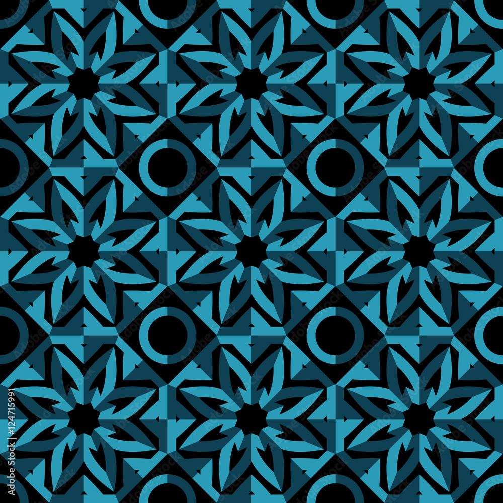 Fototapeta premium Beautiful seamless pattern. Dark geometric pattern. Mosaic.Volumetric background