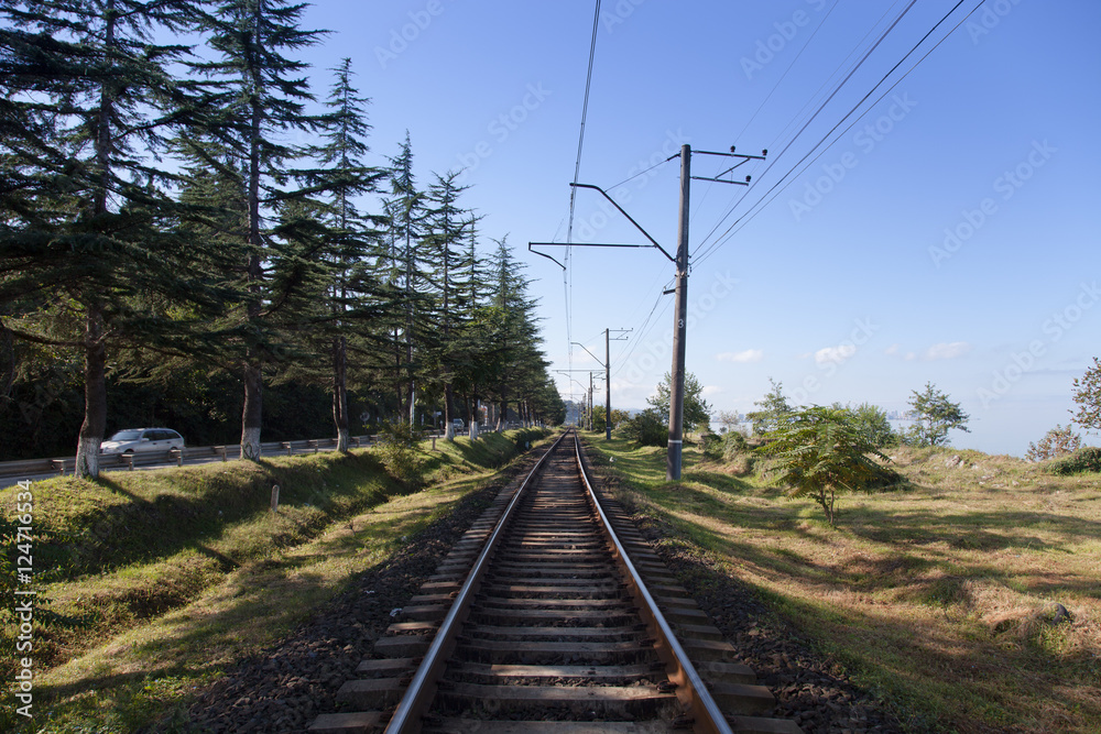 Old railway on a Black sea coast in Georgia