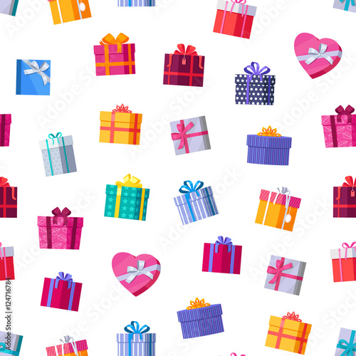 Gift Boxes Seamless Pattern Vector in Flat Design