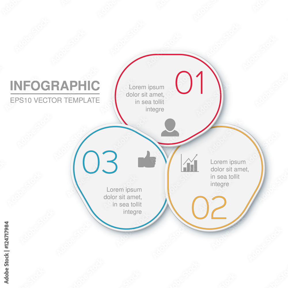 Vector infographic template, circular diagram, 3 options