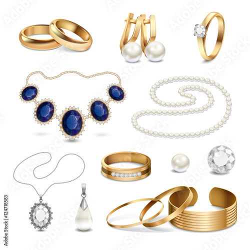 Jewelry Accessories Realistic Set