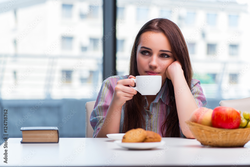 Young girl having breakfast on the morning Young girl having breakfast on the morning