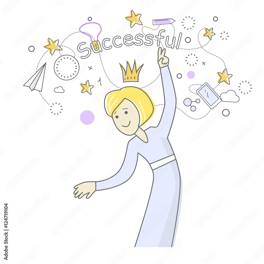 Successful Business Woman Dancing. Queen of Office Successful Business Woman Dancing. Queen of Office