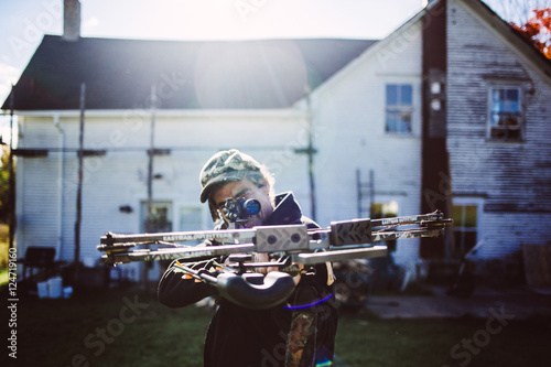 Hunter shooting a targer photo