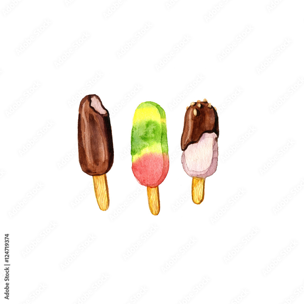 watercolor ice cream Stock Illustration | Adobe Stock
