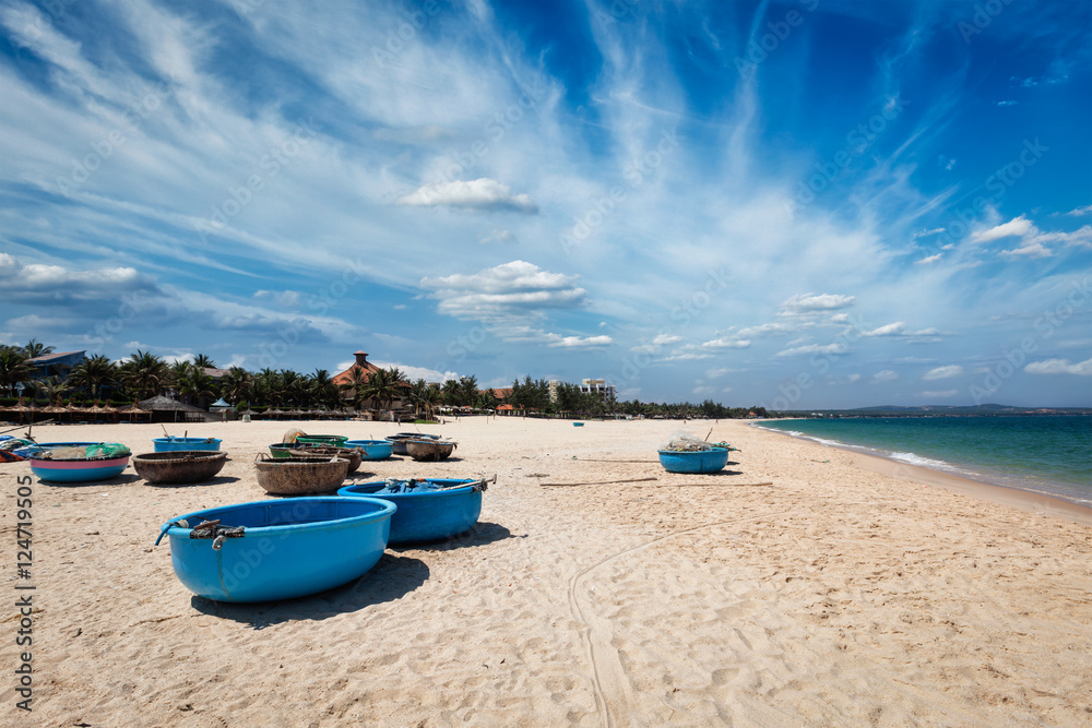 Fishing boats on beach. Mui Ne, Vietnam Fishing boats on beach. Mui Ne, Vietnam