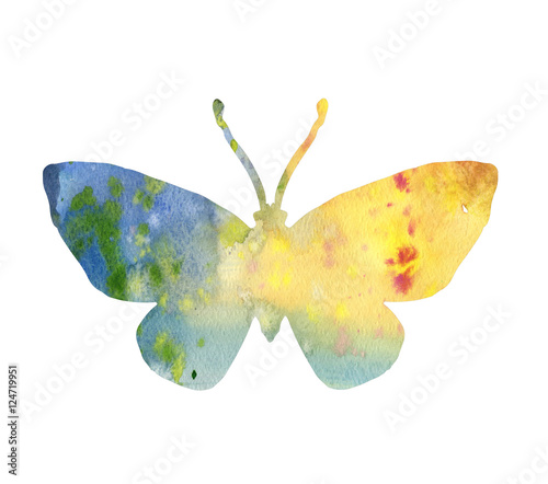 color watercolor silhouette of butterfly photo