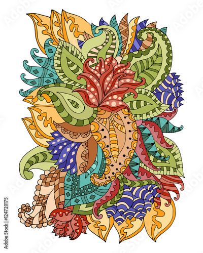 Magic  pattern with abstract flowers and leaves.