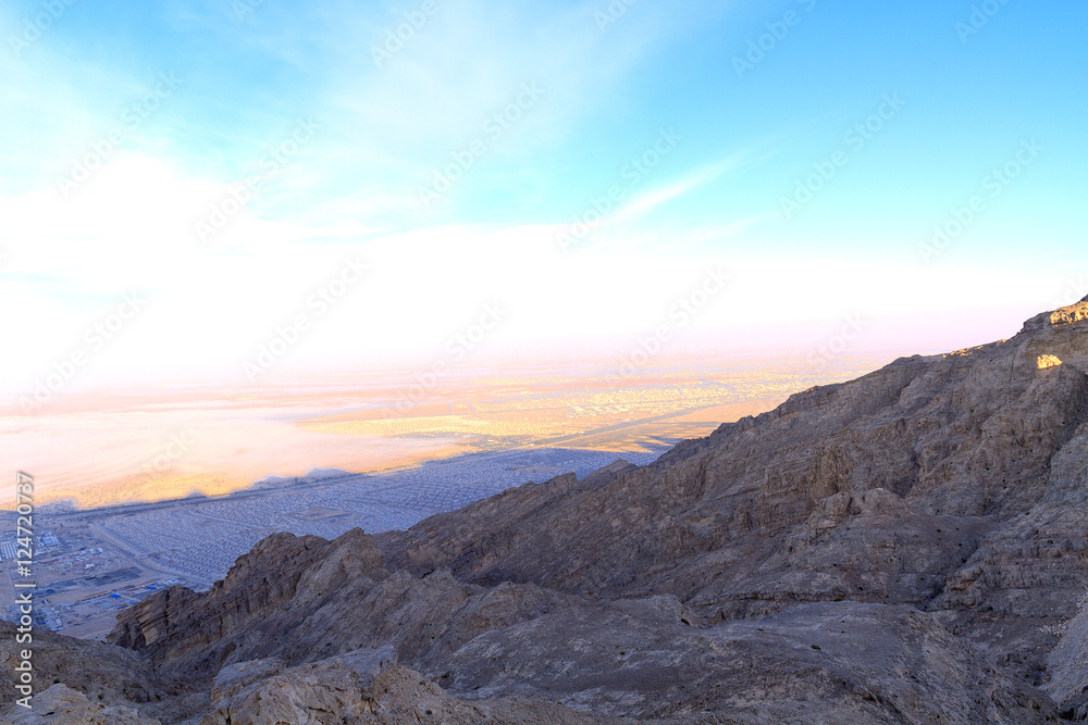 Beautiful Morning view of Jebel Hafeet in Al ain, Abu Dhabi.