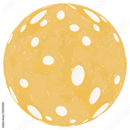 planet cheese similar to a realistic cheese ball with holes crater