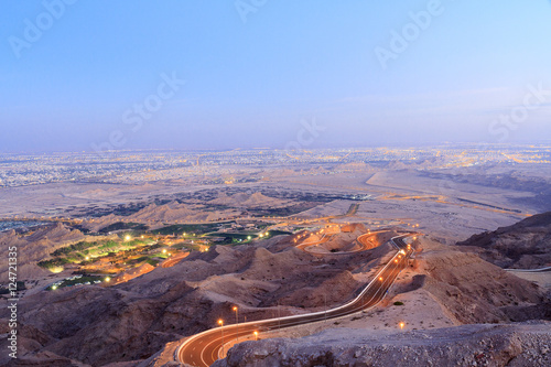 Beautiful Morning view of Jebel Hafeet in Al ain, Abu Dhabi. photo