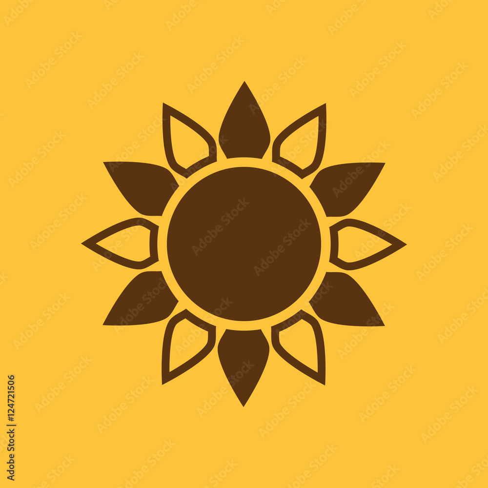 The sun icon. Sunrise and sunshine, weather, sun symbol. UI. Web. Logo. Sign. Flat design. App. Stock