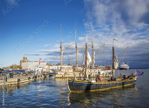 old sailing boats in helsinki city harbor port finland photo
