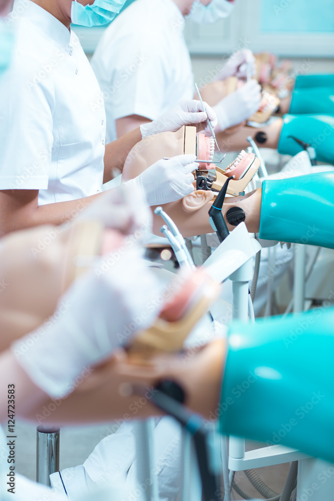 Stomatology students during practice Stomatology students during practice