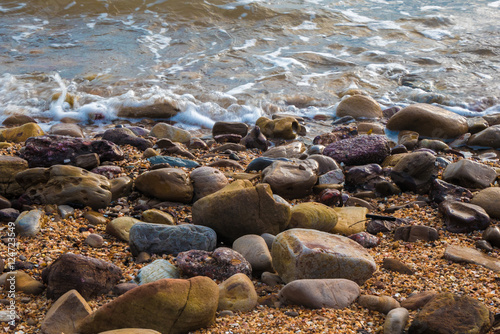 Colorful rock at beach