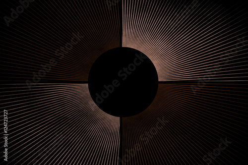 Line explosion on a brown and vanilla colored background with a circle