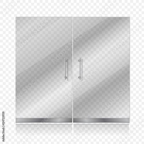 Transparent glass door isolated. Entrance passage mock up vector illustration