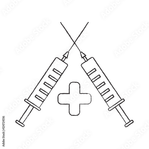 Logo for the health with two syringes