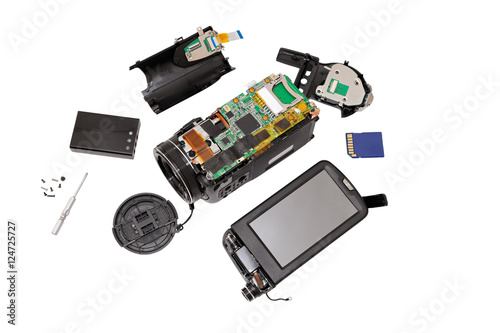 Canvas Print Electronic board video camera.