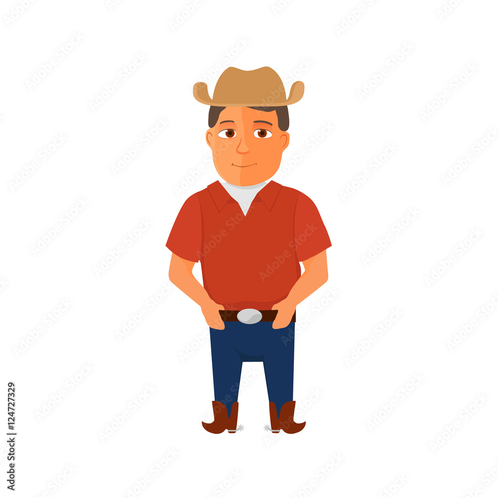 Cartoon Cowboy character on white background. Vector