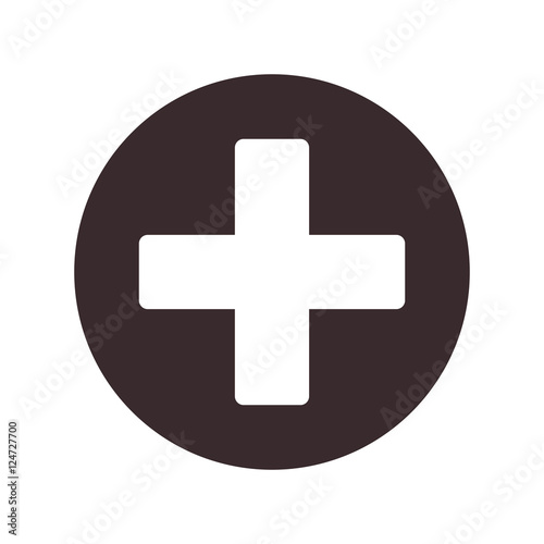 plus icon over circle shape and white background. vector illustration