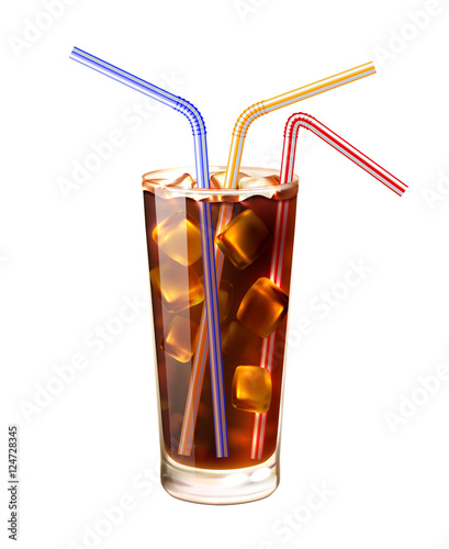 Glass And Straws Realistic Illustration 