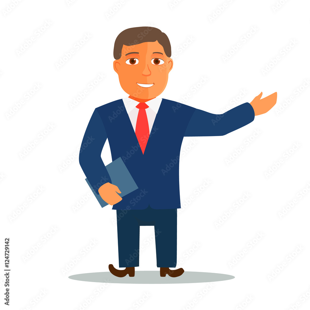 Businessman Cartoon Character in Blue Suit. Vector Businessman Cartoon Character in Blue Suit. Vector