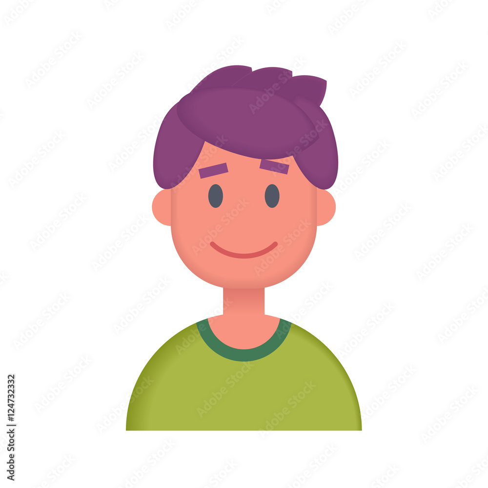 Flat Design Male Character Icon. Vector