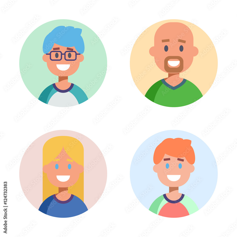Set of flat design characters icons. Vector Set of flat design characters icons. Vector