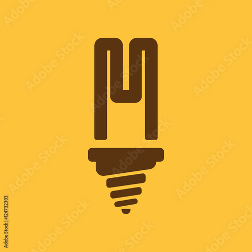 The fluorescent light bulb icon. Lamp and bulb, lightbulb symbol.UI. Web. Logo. Sign. Flat design. App.