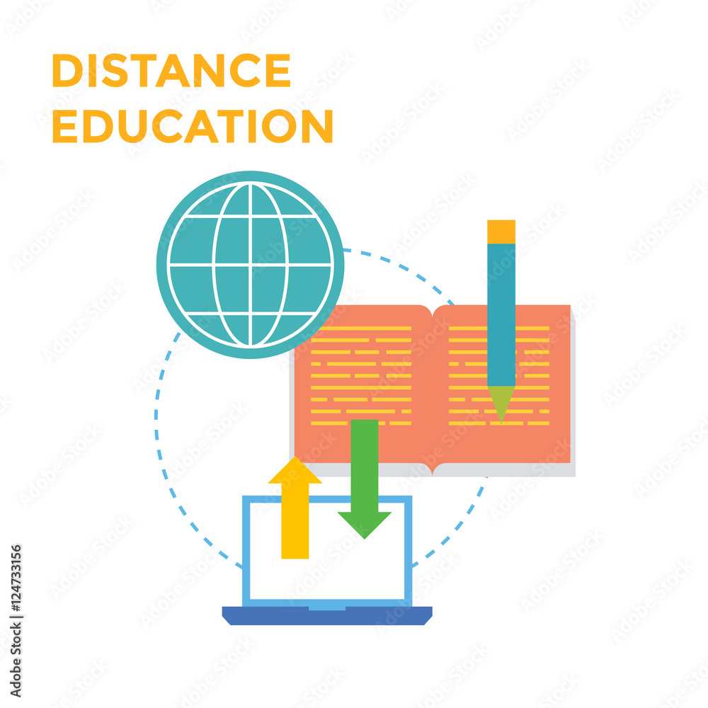 Distance Education Flat design icon. Vector Distance Education Flat design icon. Vector
