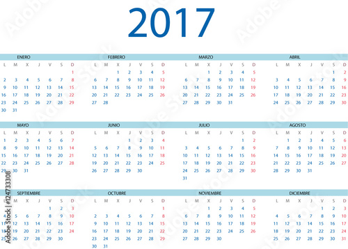 Calendario 2017 en español