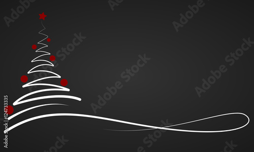 Weihnachten - Banner mit Weihnachtsbaum (Weiß/Schwarz)