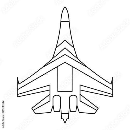 Jet fighter plane icon. Outline illustration of fighter plane vector icon for web