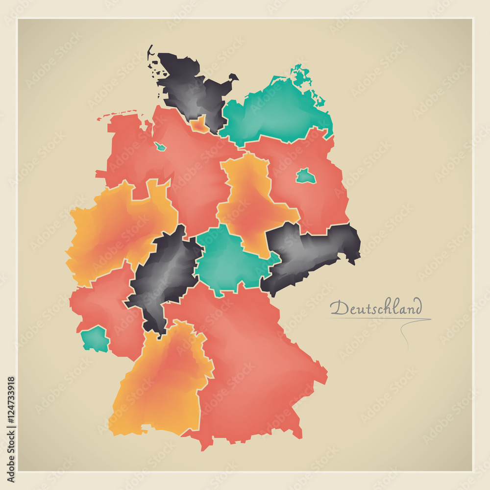 Germany map artwork 3D color illustration