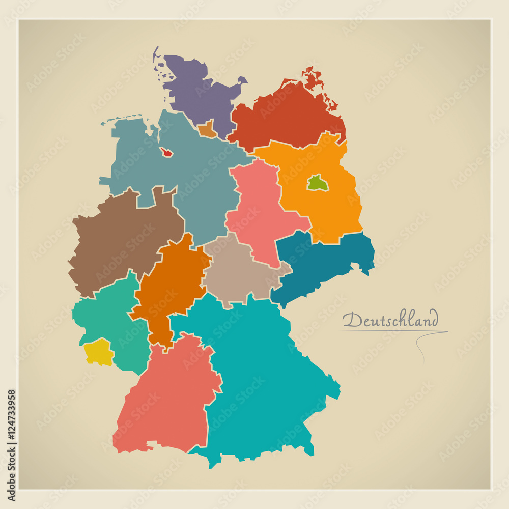 Germany map artwork color illustration