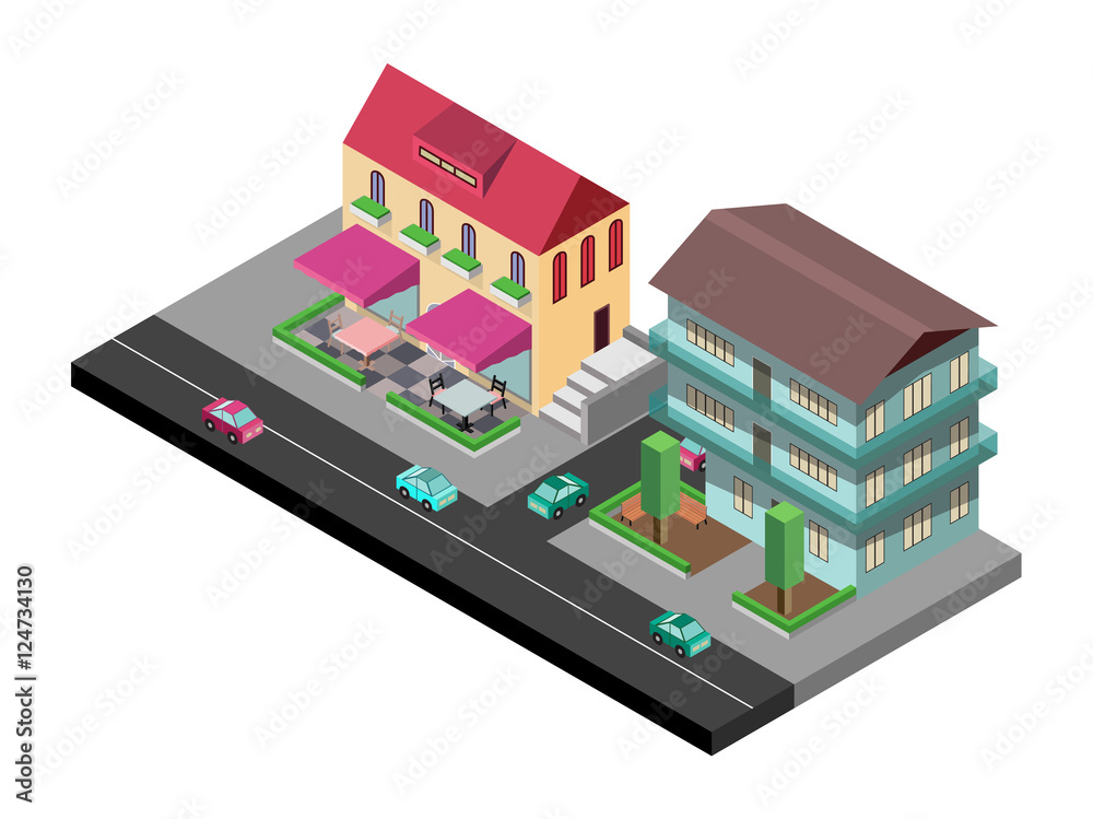 Vector isometric street Vector isometric street