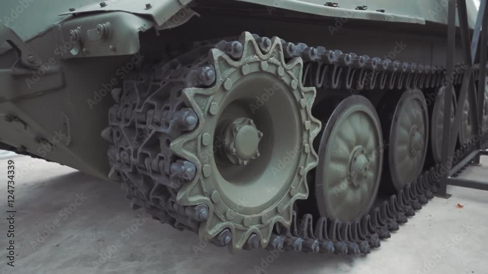 Caterpillar and rollers of military machine Caterpillar and rollers of military machine