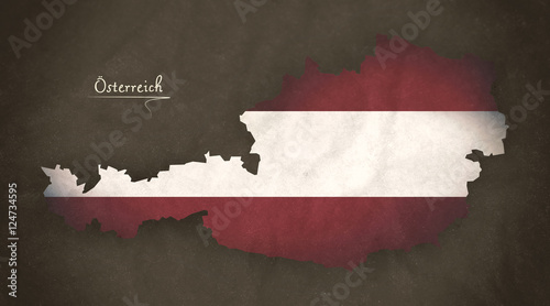 Canvas Print Austria map special vintage artwork style with flag illustration