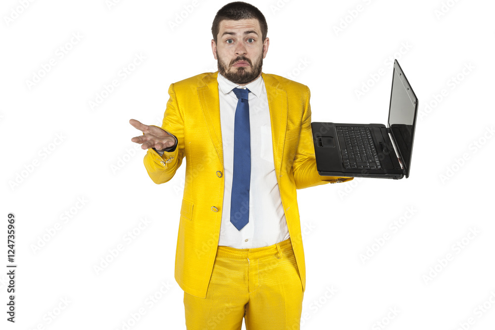businessman does not know how to operate a wireless computer businessman does not know how to operate a wireless computer