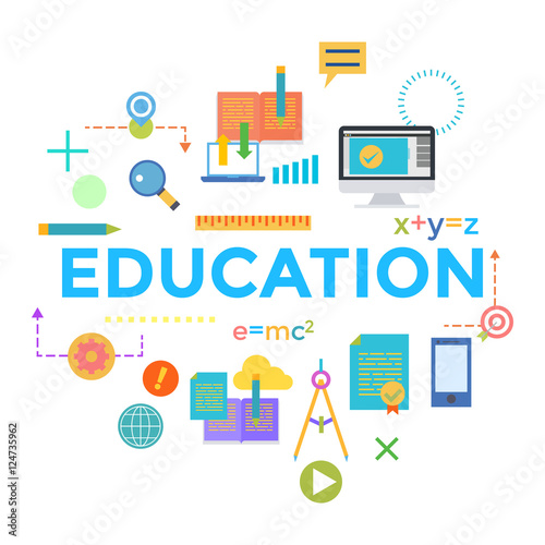 Concepts of word education. Flat design banner for website and mobile website, easy to use and highly customizable. Vector