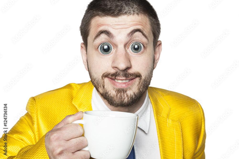 strong impact of caffeine, businessman ready for action strong impact of caffeine, businessman ready for action