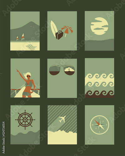Vector Retro Illustrations Collection: Holiday and Travel

