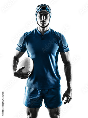Canvas Print rugby man player silhouette isolated