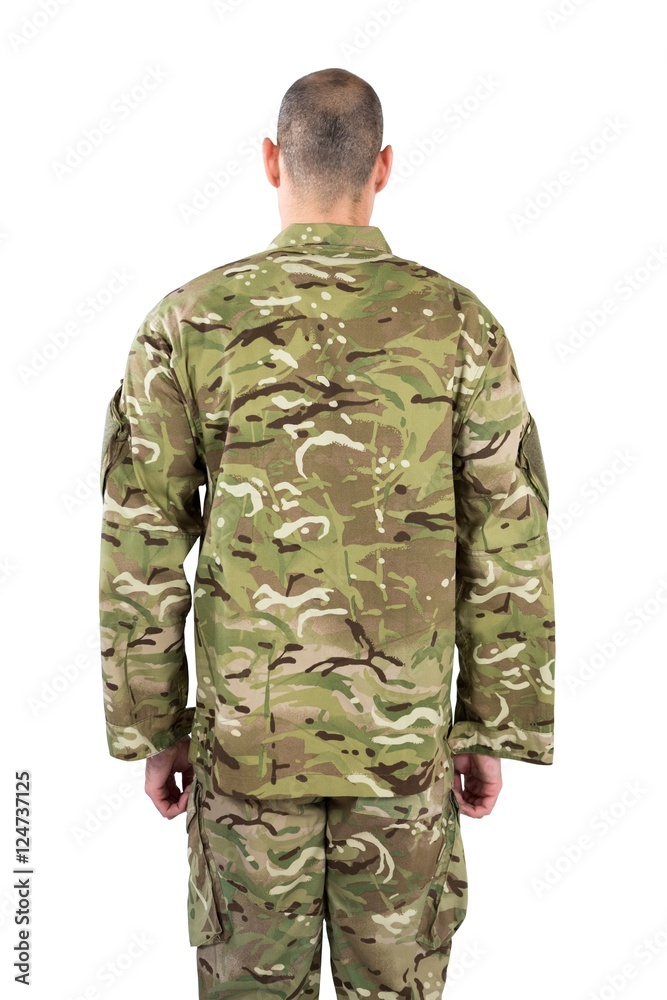 Rear view of soldier standing Rear view of soldier standing